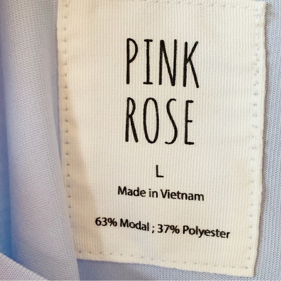 SALE! NEW PINK ROSE Light Blue Knit Modal Jersey Tee Size Junior Large - Picture 3 of 7